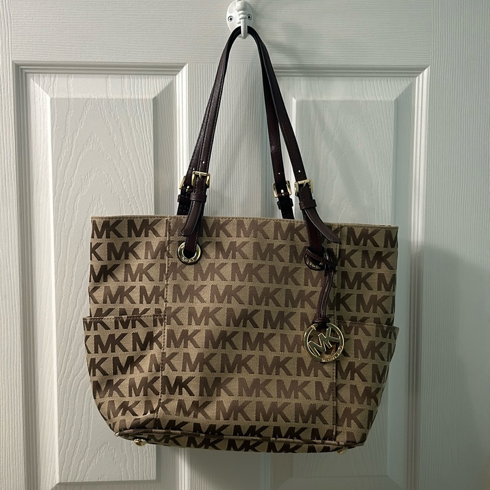 Michael Kors Brown and Gold Tote Bag